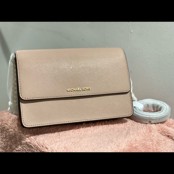 Daniela large saffiano leather crossbody bag soft pink sale